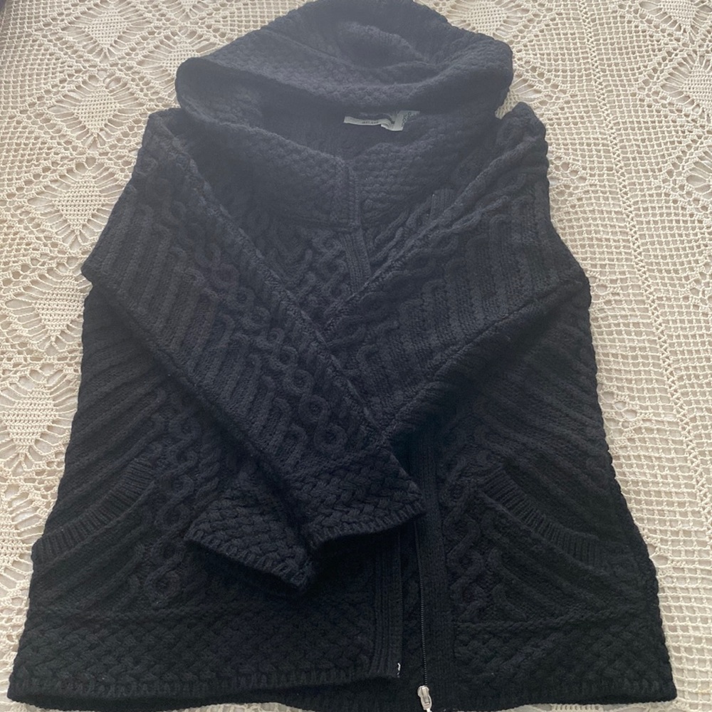 Aran Crafts merino wool asymmetrical zipped cardigan